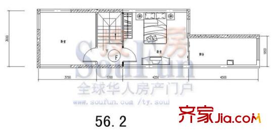 夢想空間二期戶型圖B戶型樓上 2室2廳1衛(wèi)1廚