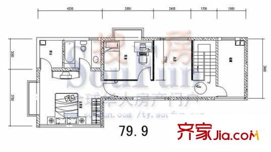 夢想空間二期戶型圖D戶型樓上 3室2廳2衛(wèi)1廚