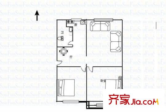 科委宿舍 2室 戶型圖
