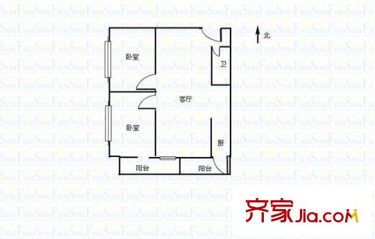 晉福大廈 2室 戶型圖