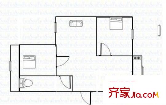 工商局單位房 2室 戶型圖