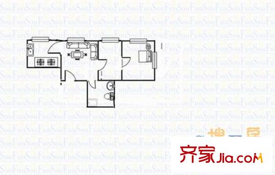 電建二公司社區(qū) 2室 戶型圖