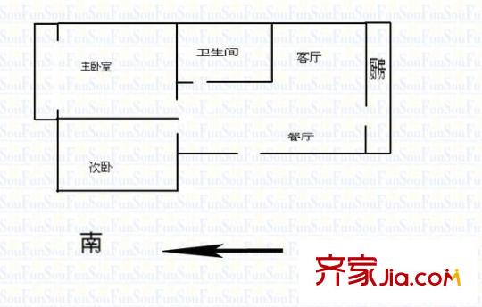 電建二公司社區(qū) 2室 戶型圖