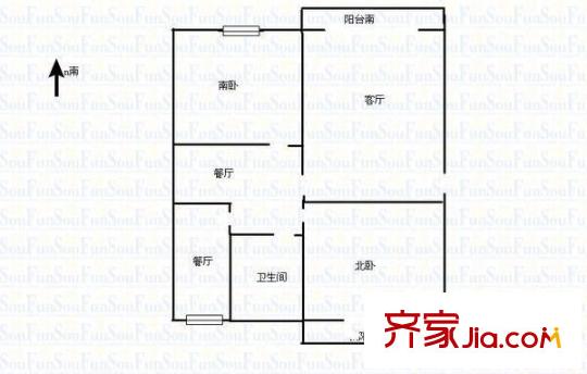 地礦小區(qū) 2室 戶型圖