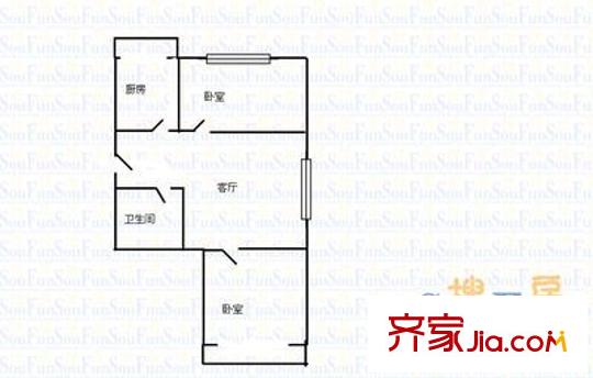 半坡東街電控廠宿舍小區(qū) 2室 戶型圖