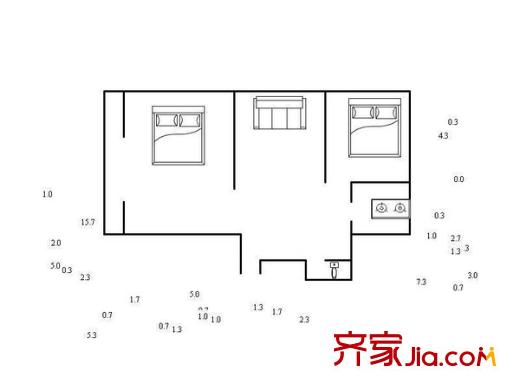 千峰南路郵政宿舍 2室 戶型圖