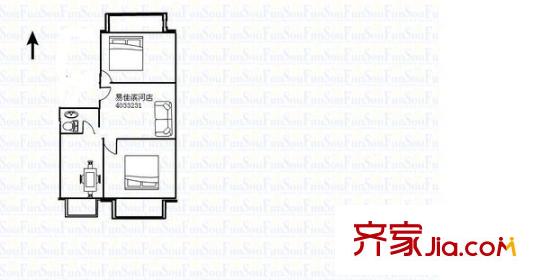 千峰南路郵政宿舍 2室 戶型圖