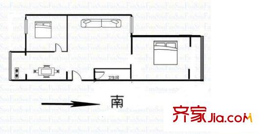 柳溪花園長(zhǎng)春苑A座 2室 戶型圖