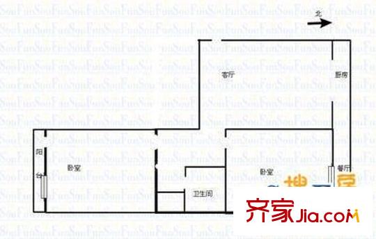 大東關(guān)酒廠宿舍 2室 戶(hù)型圖