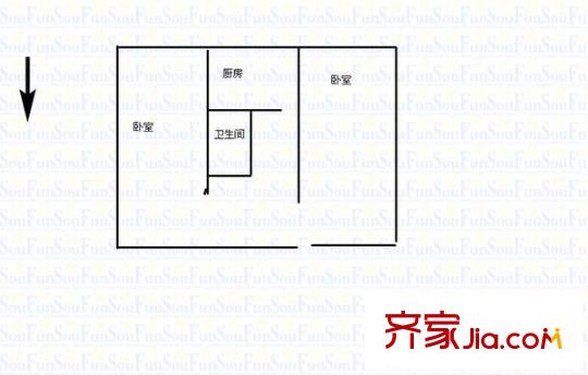 大東關(guān)酒廠宿舍 2室 戶(hù)型圖
