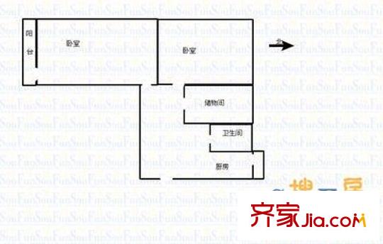 大東關(guān)塑料三廠宿舍 2室 戶型圖