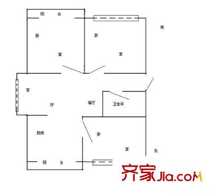 電子研究設計院宿舍 3室 戶型圖