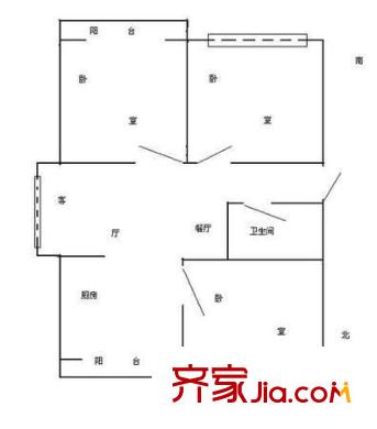 電子研究設計院宿舍 3室 戶型圖