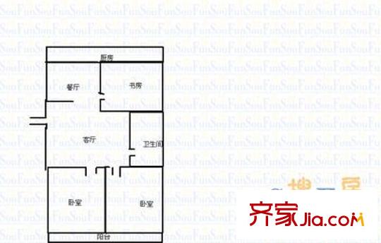 萬柏林區(qū)政府宿舍 3室 戶型圖