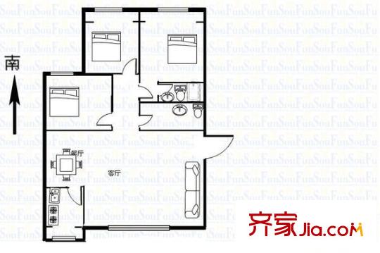 城墻花園 3室 戶型圖