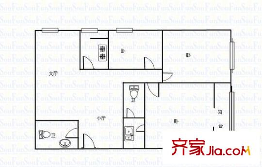 城墻花園 3室 戶型圖