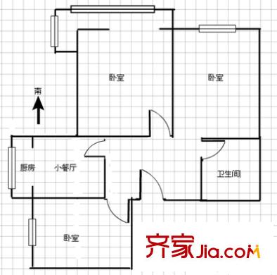 十二中宿舍 2室 戶型圖