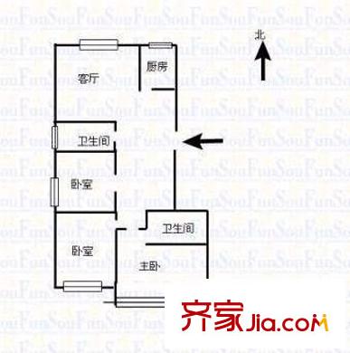 省引黃局宿舍 3室 戶型圖