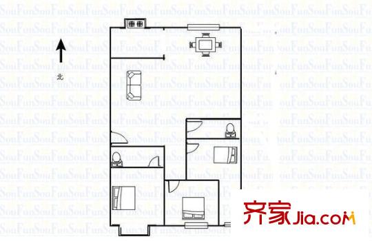 省引黃局宿舍 3室 戶型圖