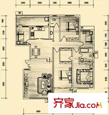 巴黎大街(一期) 6室 戶型圖