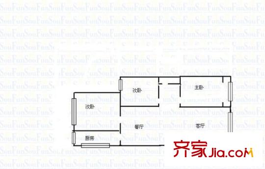 63軍南院宿舍 3室 戶型圖