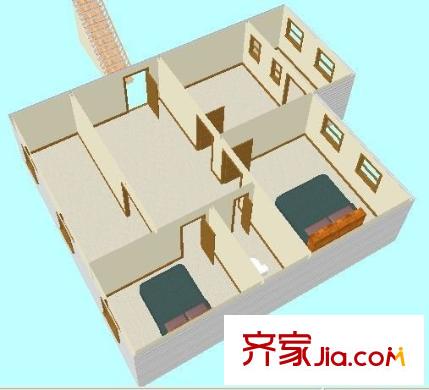 63軍南院宿舍 3室 戶型圖