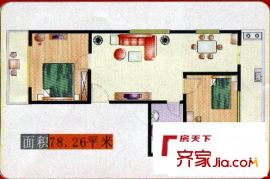 享堂小區(qū)戶型圖2室2廳1衛(wèi)1廚
