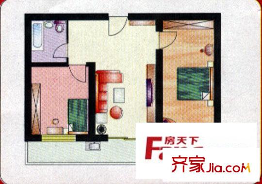 享堂小區(qū)戶型圖2室1廳1衛(wèi)1廚