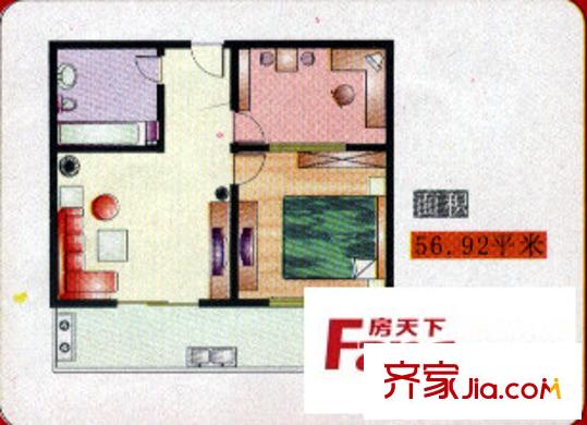 享堂小區(qū)戶型圖2室1廳1衛(wèi)1廚