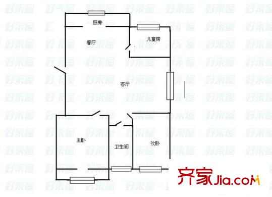 送變電宿舍 3室 戶型圖
