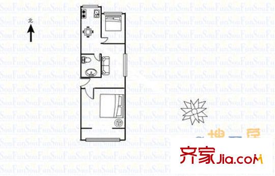 印染廠宿舍 2室 戶型圖