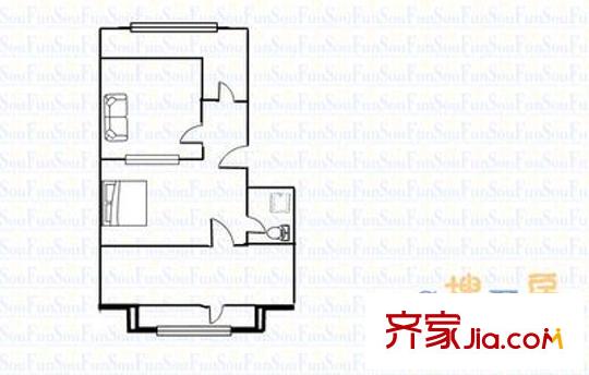 印染廠宿舍 2室 戶型圖