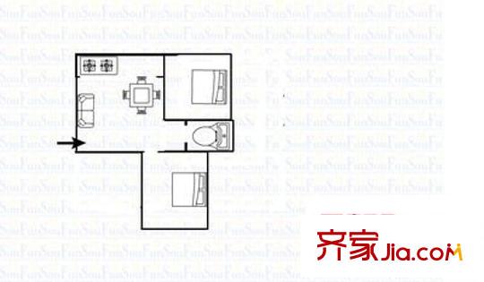 送變電宿舍 2室 戶型圖