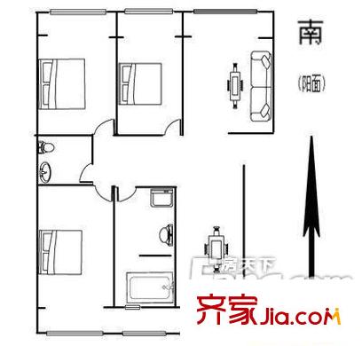 煜衛(wèi)長風(fēng)戶型圖1 3室
