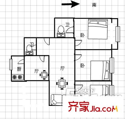 和平花苑戶型圖未命名 3室