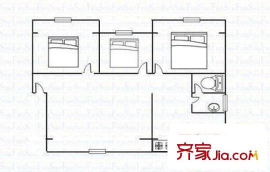 華夏數(shù)碼中心 3室 戶型圖