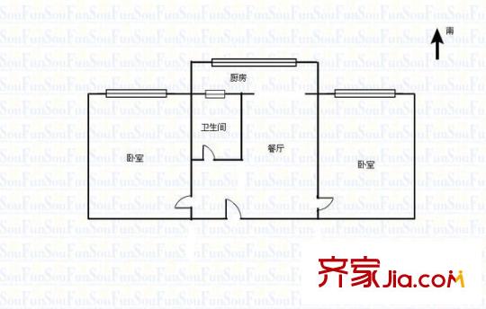 服裝城電力開關廠宿舍 2室 戶型圖