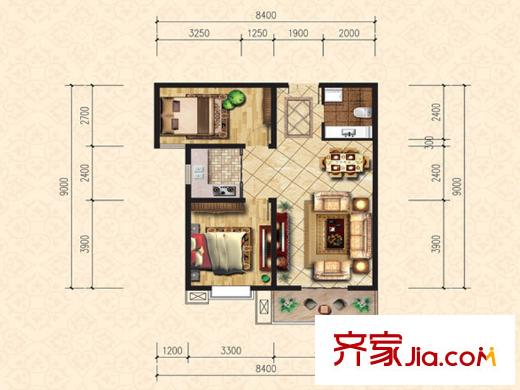 小馬花園戶型圖A戶型 2室2廳1衛(wèi)1廚