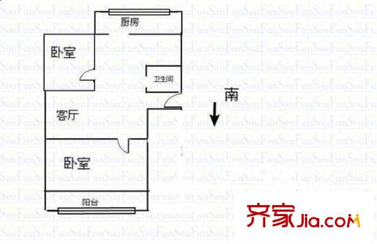 育陽小區(qū) 2室 戶型圖