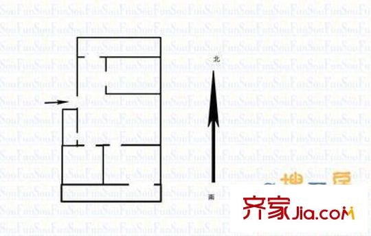 上北河灣鐵路宿舍 3室 戶(hù)型圖
