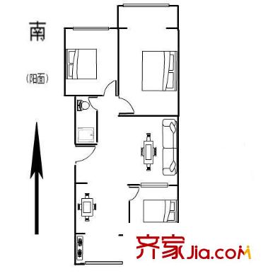 鄉(xiāng)鎮(zhèn)煤運公司宿舍2號樓 3室 戶型圖