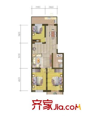 香榭麗景戶型圖9#F戶型 2室2廳1衛(wèi)1廚