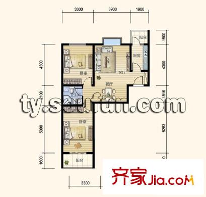 臻觀苑戶型圖戶型七 3室2廳1衛(wèi)1廚