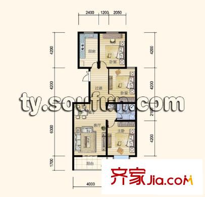 臻觀苑戶型圖戶型八 3室2廳1衛(wèi)1廚