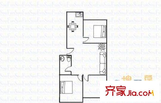 太原農(nóng)牧場宿舍戶型圖9 2室