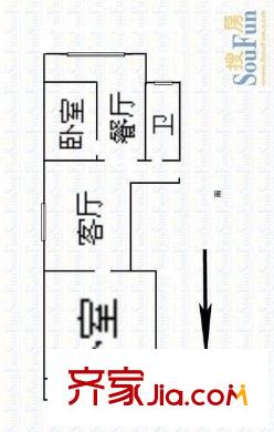 太原市地方稅務(wù)局直屬分局宿舍 2室 戶型圖