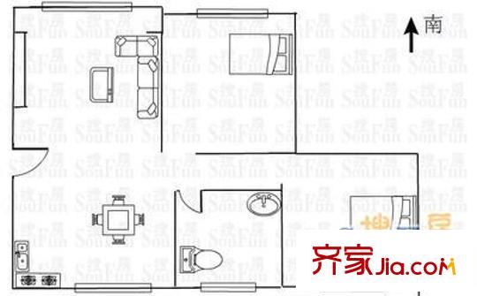 雙塔西街蔬菜公司宿舍 2室 戶型圖