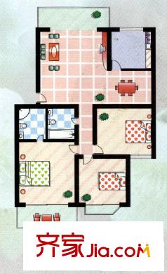 天塔家園戶型圖3室2廳2衛(wèi)1廚