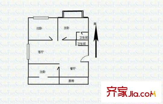 生物技術(shù)家屬樓戶型圖2 3室