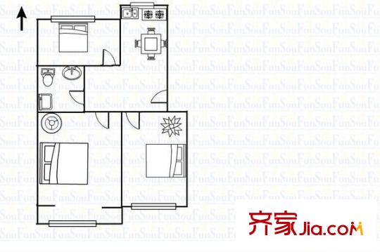 平陽(yáng)路國(guó)旅宿舍 3室 戶型圖